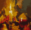 Still life with a candle and a glass of wine